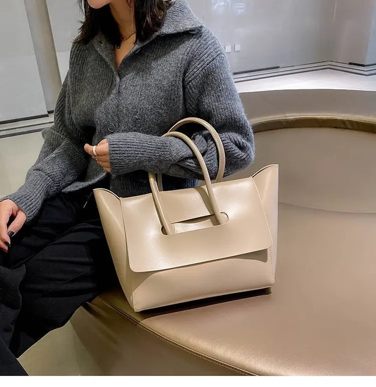 CGABG Large Capacity PU Leather Tote - Elegant Designer Bag