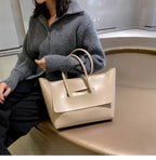 CGABG Large Capacity PU Leather Tote - Elegant Designer Bag