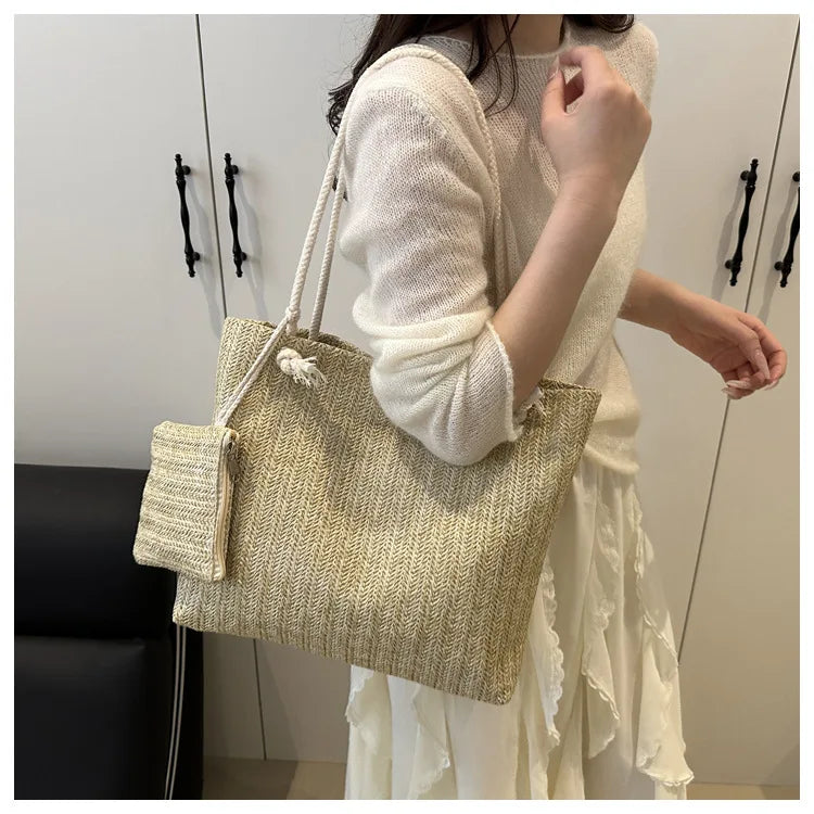 Large Bali Beach Tote - Designer Straw Shoulder Bag