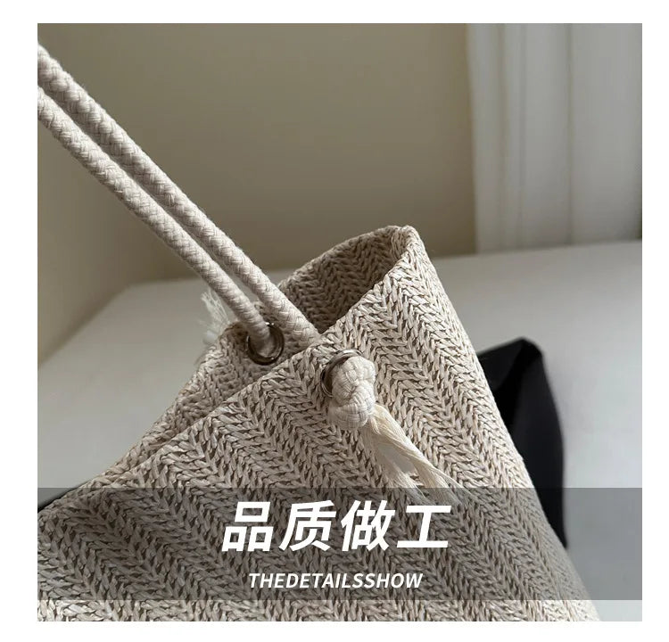 Large Bali Beach Tote - Designer Straw Shoulder Bag