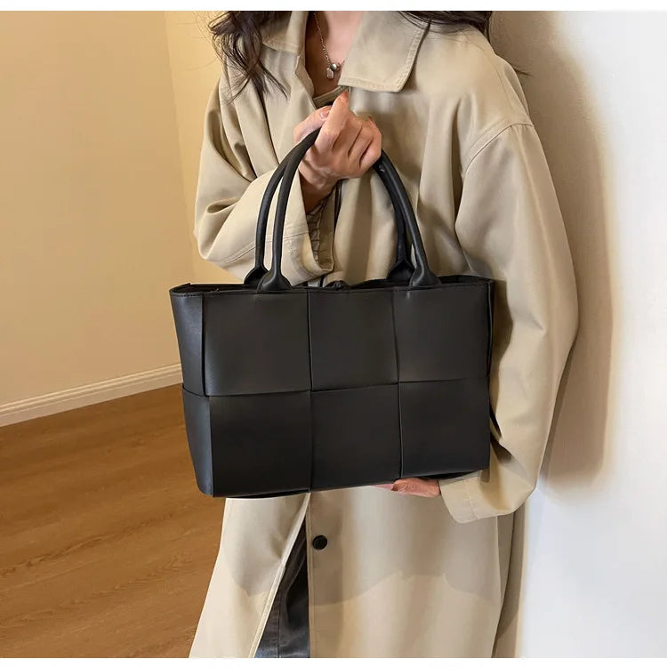 CGCBAG Solid PU Leather Tote - Minimalist Commuter Bag