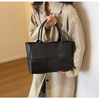 CGCBAG Solid PU Leather Tote - Minimalist Commuter Bag