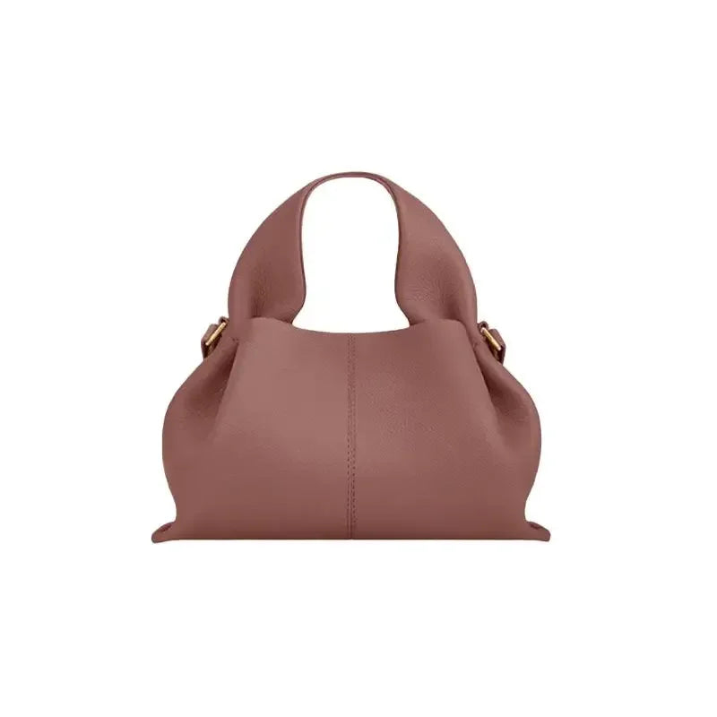 Genuine Leather Dumpling Cloud Bag - French Style Crossbody