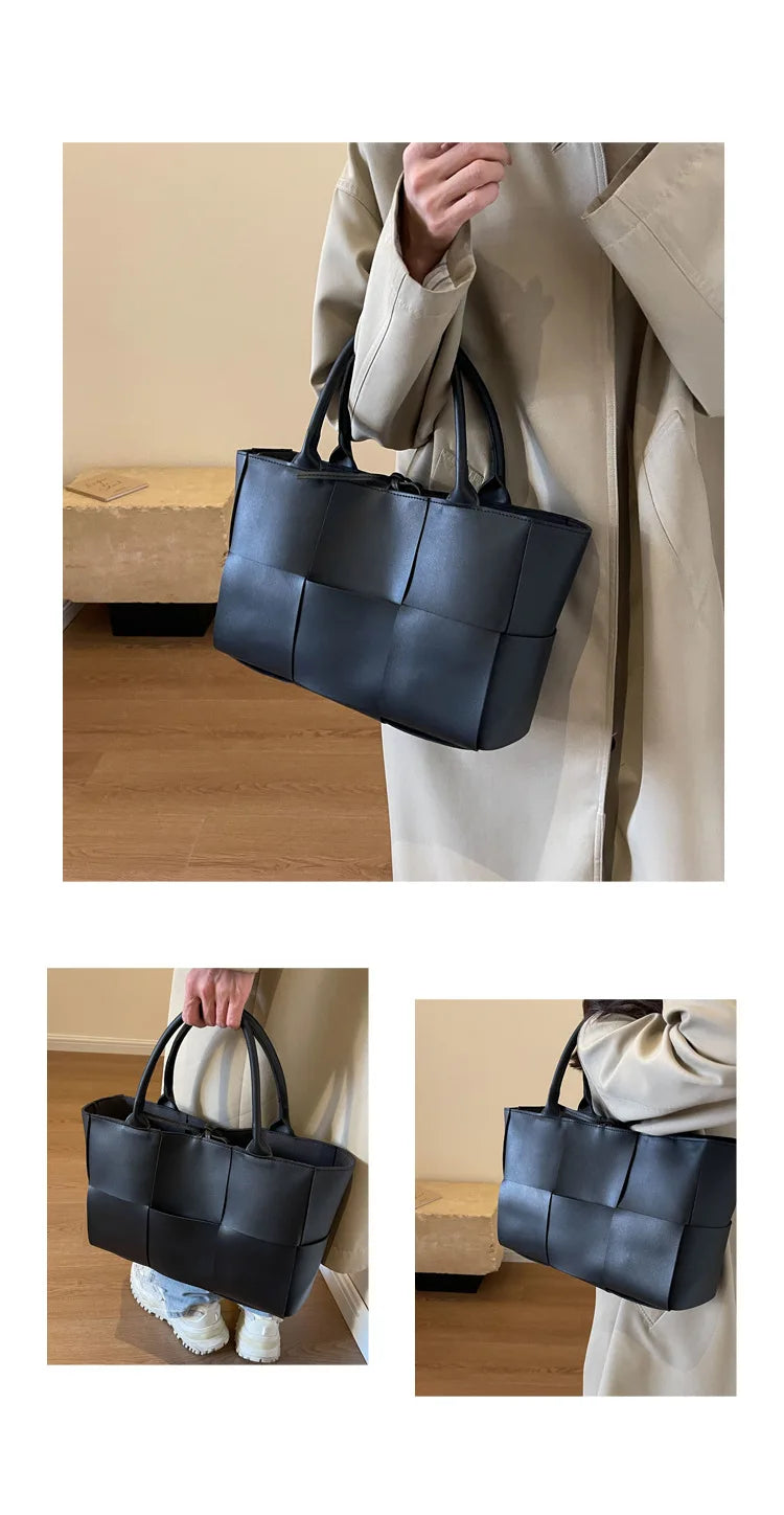 CGCBAG Solid PU Leather Tote - Minimalist Commuter Bag