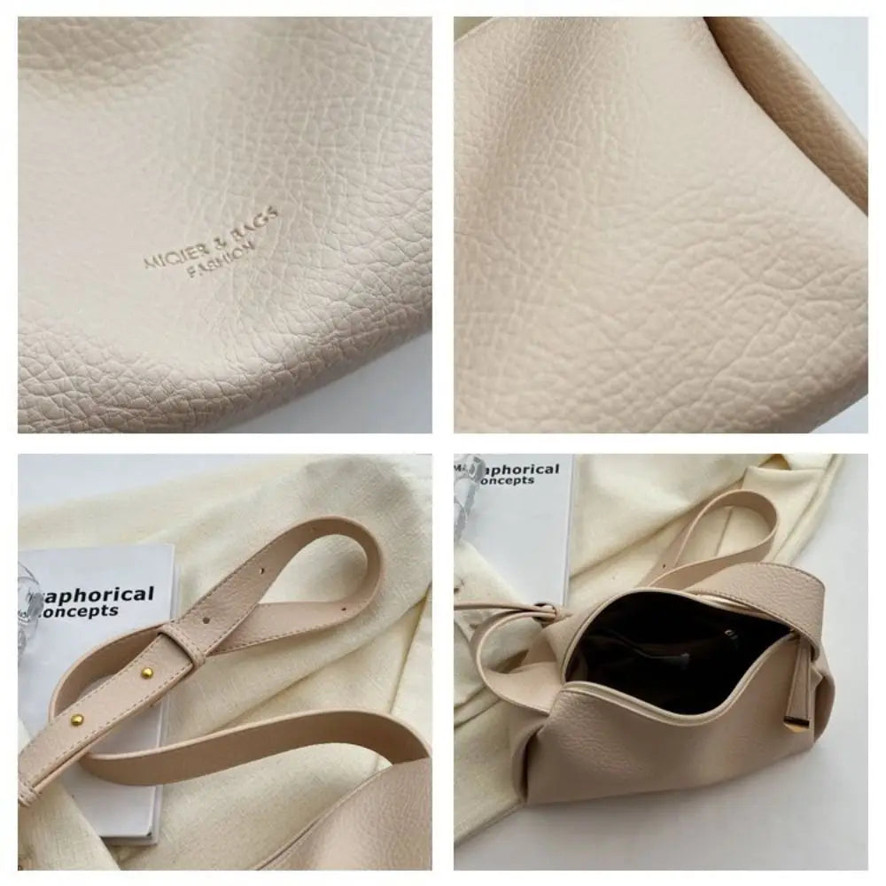 Litchi Pattern PU Leather Pillow Bag - Korean Style Crossbody