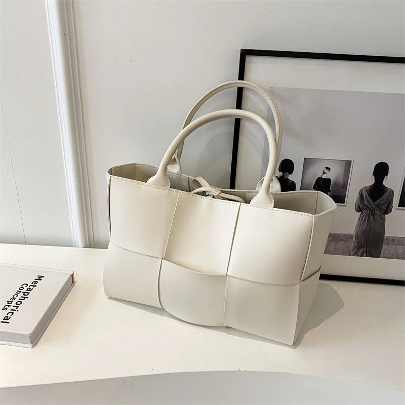 CGCBAG Solid PU Leather Tote - Minimalist Commuter Bag