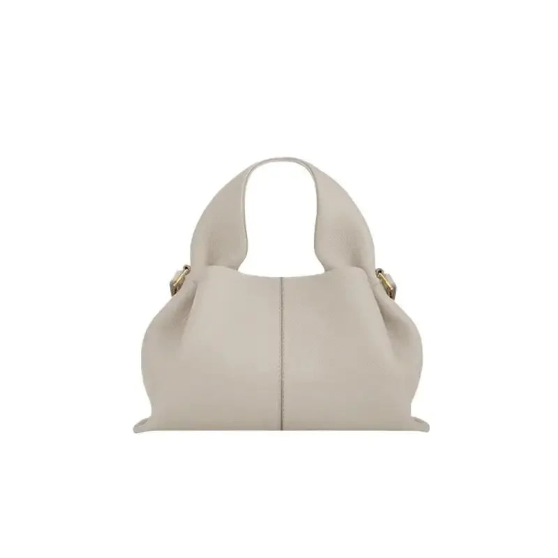 Genuine Leather Dumpling Cloud Bag - French Style Crossbody