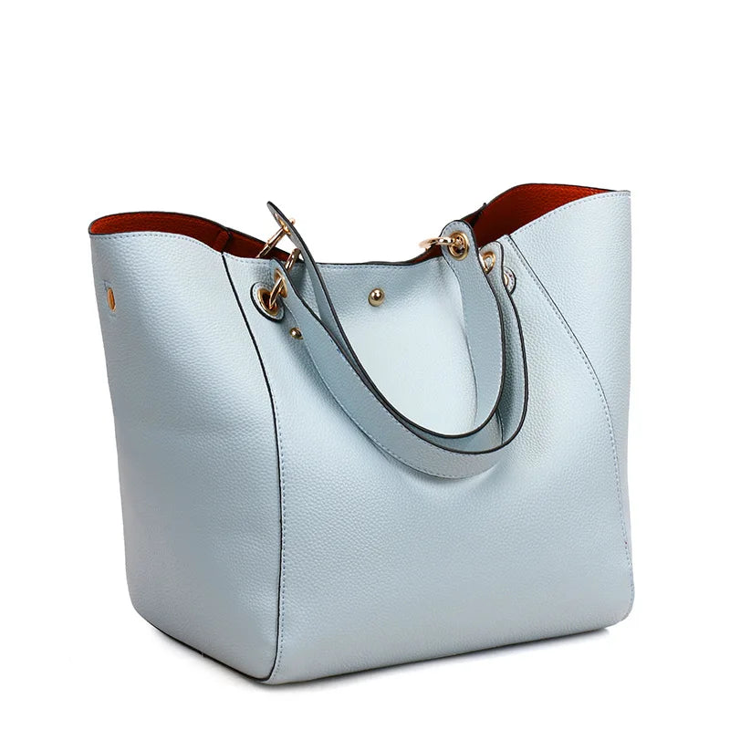 Waterproof PU Leather Tote Bag - Large Top Handle Work Bag