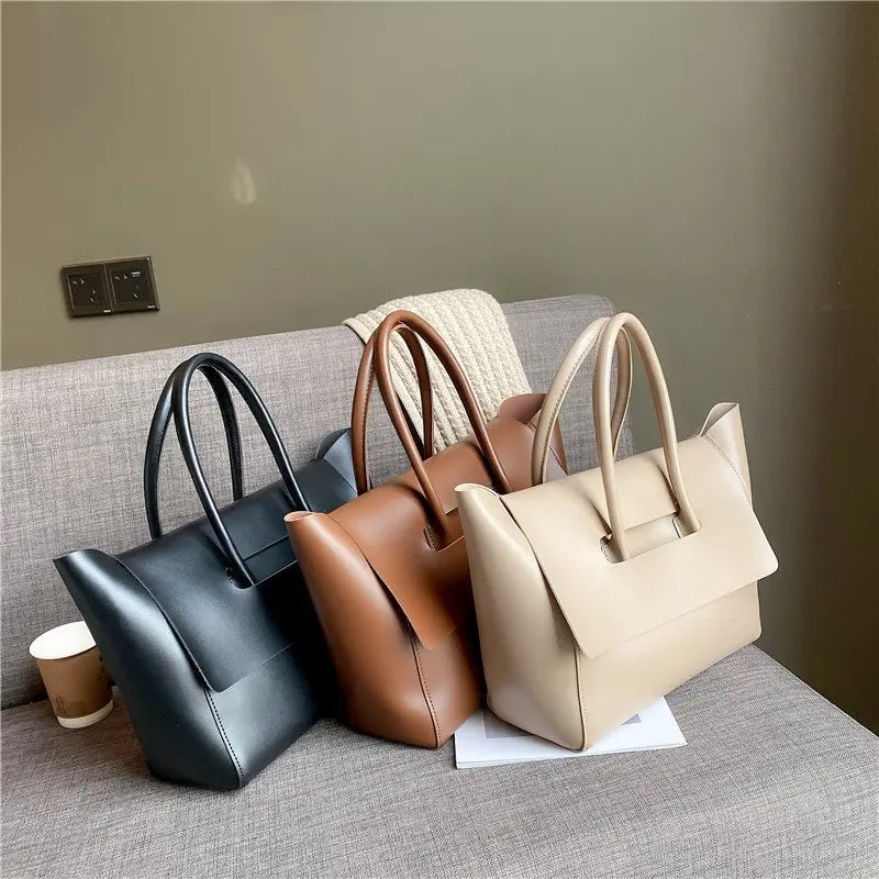 CGABG Large Capacity PU Leather Tote - Elegant Designer Bag