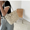 Floral Embroidery Lace Straw Bag - Large Summer Tote