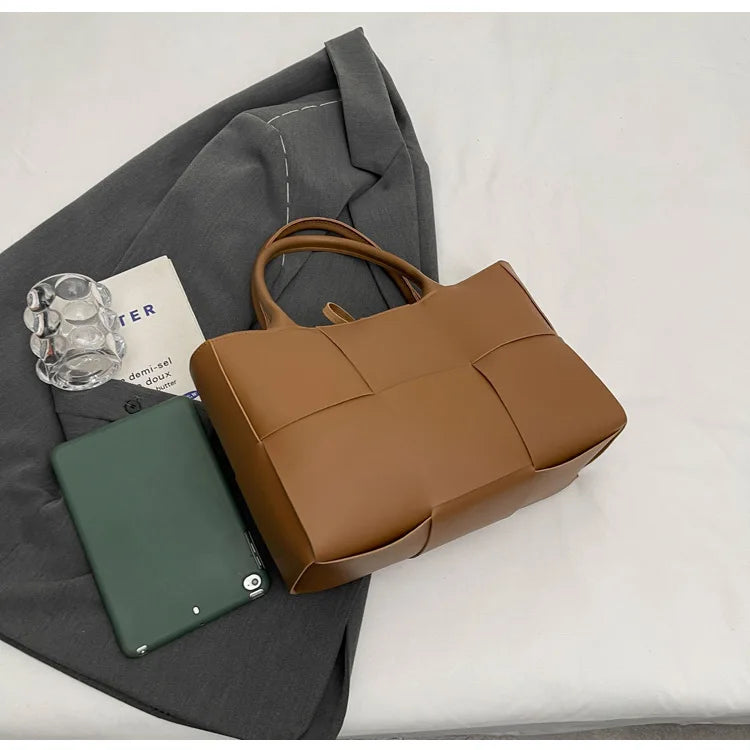 CGCBAG Solid PU Leather Tote - Minimalist Commuter Bag