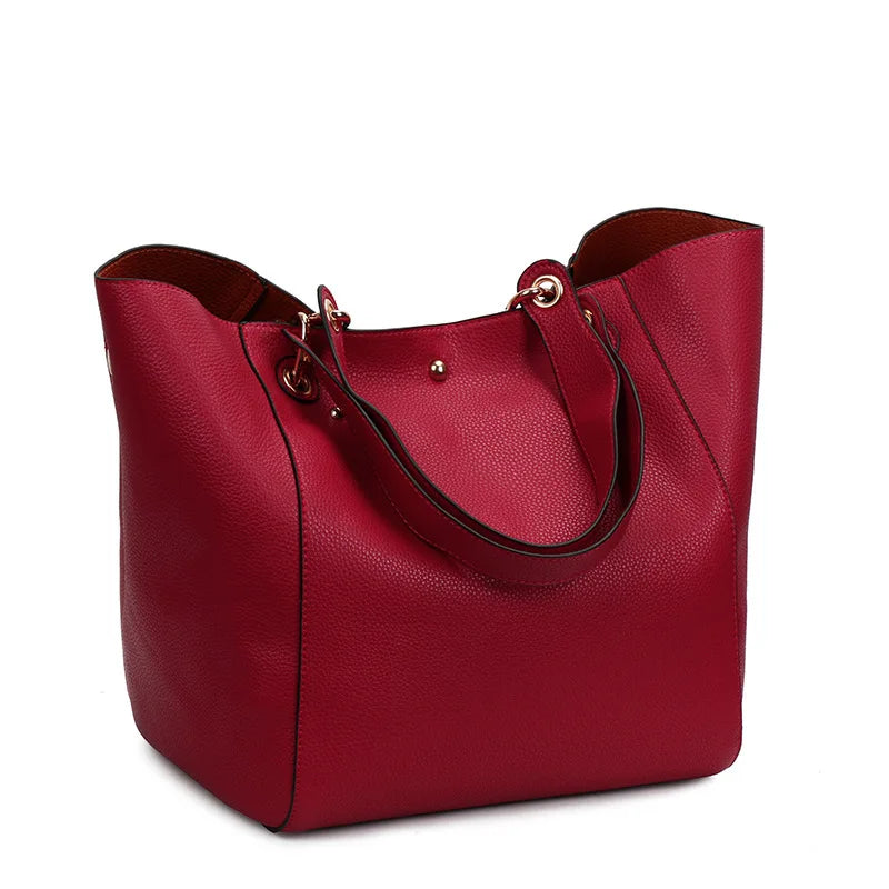 Waterproof PU Leather Tote Bag - Large Top Handle Work Bag