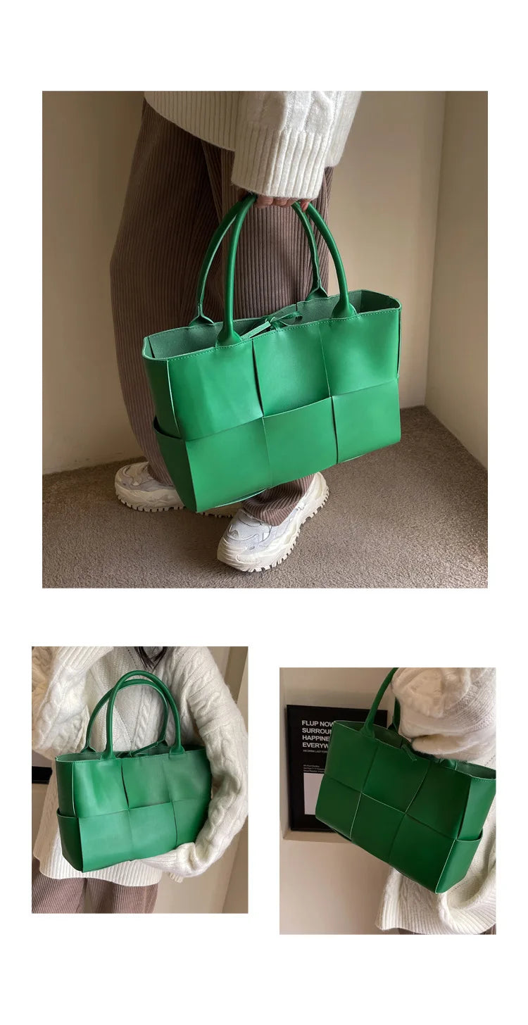 CGCBAG Solid PU Leather Tote - Minimalist Commuter Bag