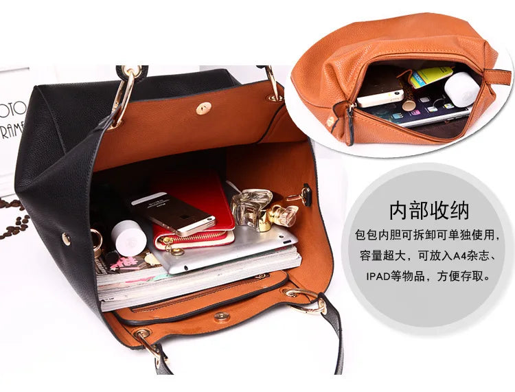 Waterproof PU Leather Tote Bag - Large Top Handle Work Bag