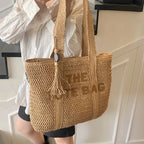 French Style Woven Straw Beach Bag - Large Capacity Tote