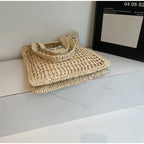 Paris Fashion Straw Tote Set - Khaki Large Capacity Bag