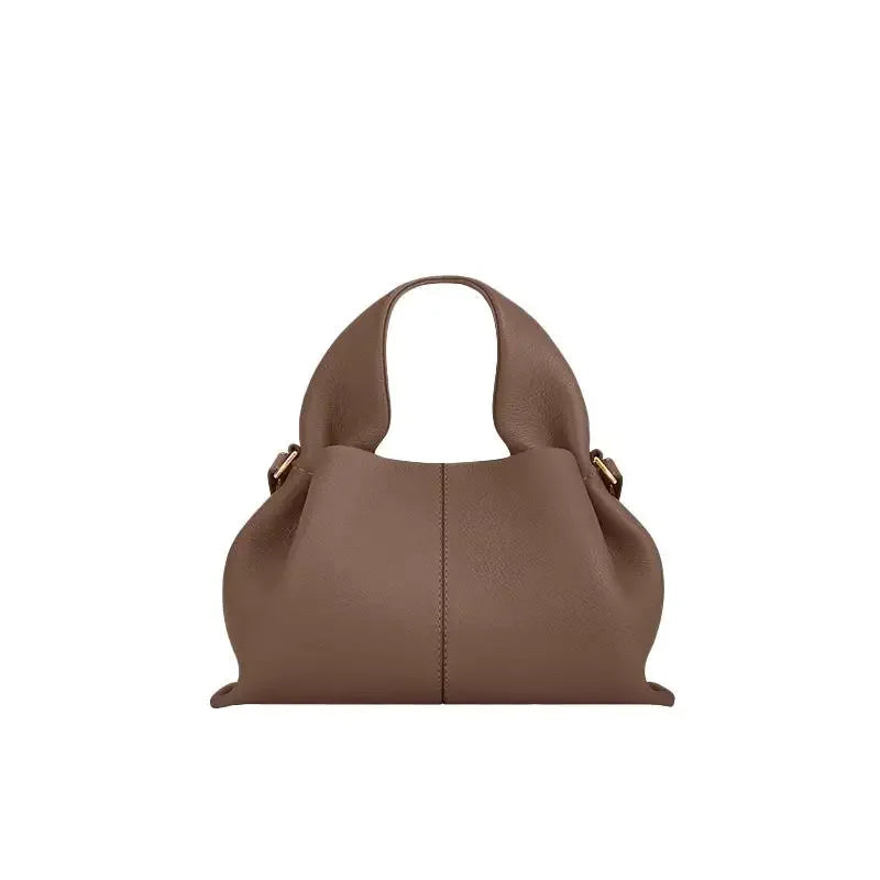 Genuine Leather Dumpling Cloud Bag - French Style Crossbody