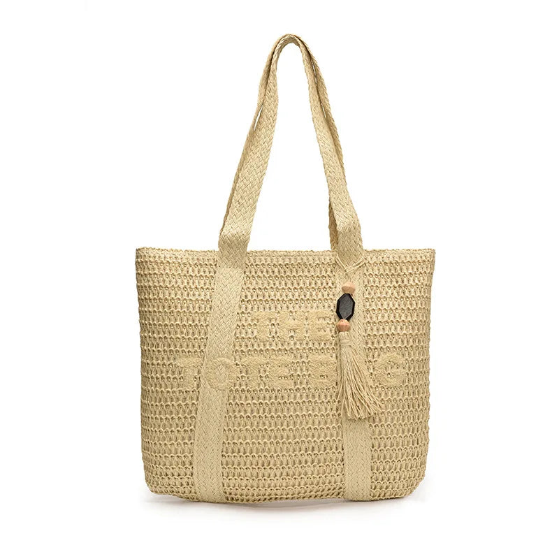 Handmade Large Woven Straw Bag - High-End Beach Tote