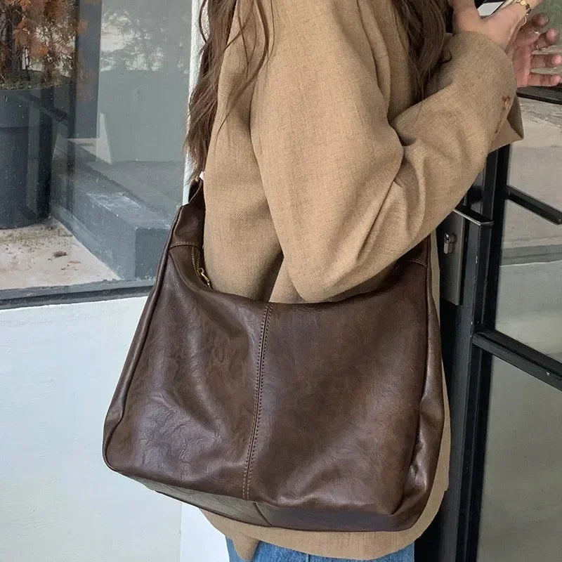 Premium PU Leather Tote Bag - Classic Women's Shoulder Purse