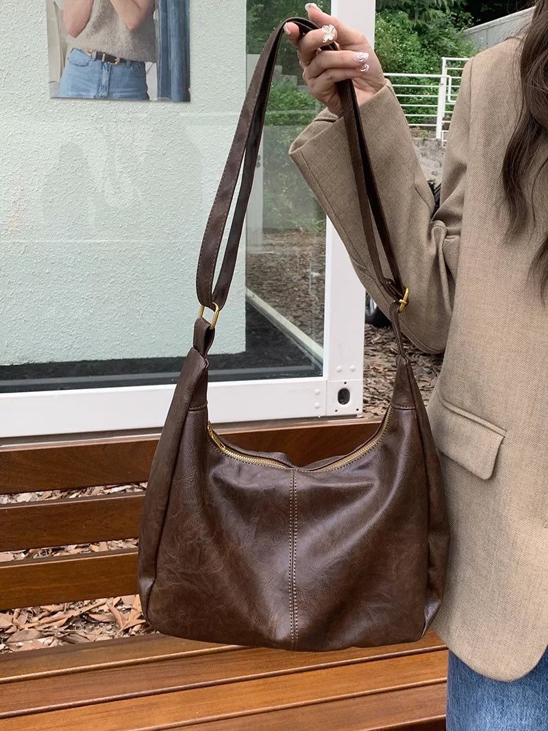 Premium PU Leather Tote Bag - Classic Women's Shoulder Purse