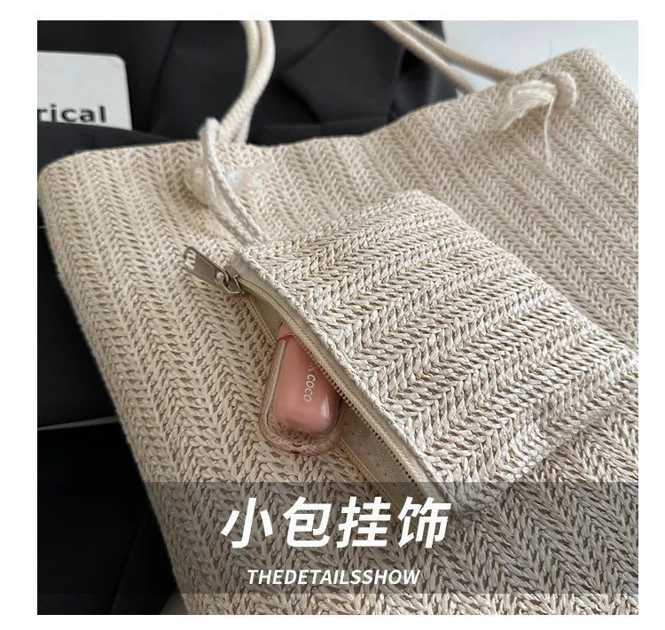 Large Bali Beach Tote - Designer Straw Shoulder Bag