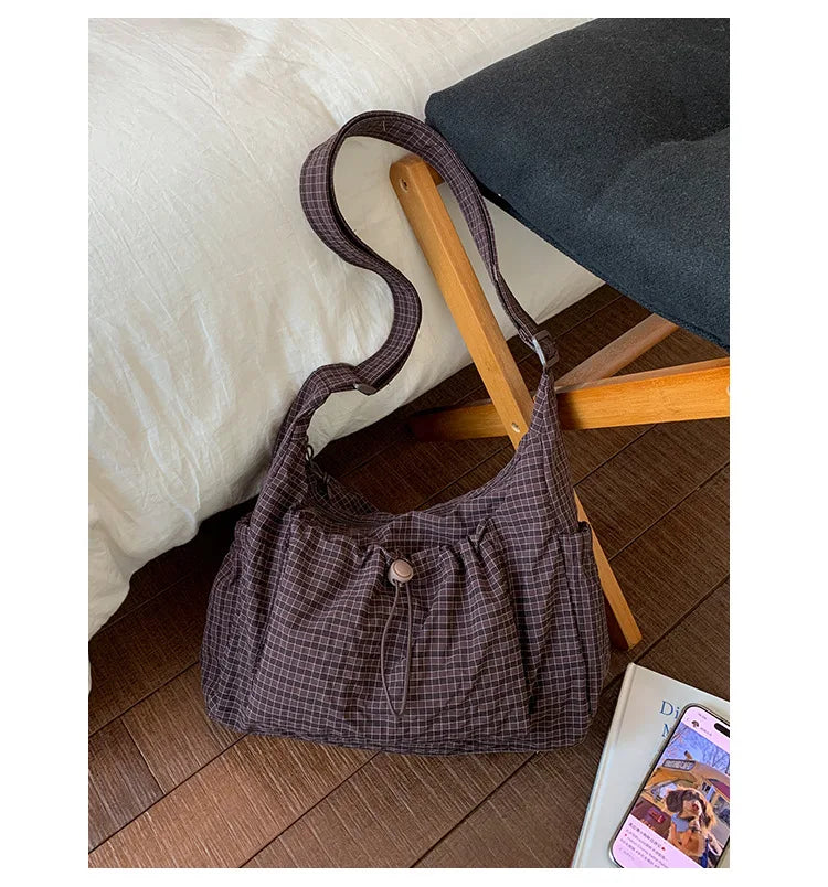 Korean Style Pleated Cloud Bag - Nylon Crossbody Tote