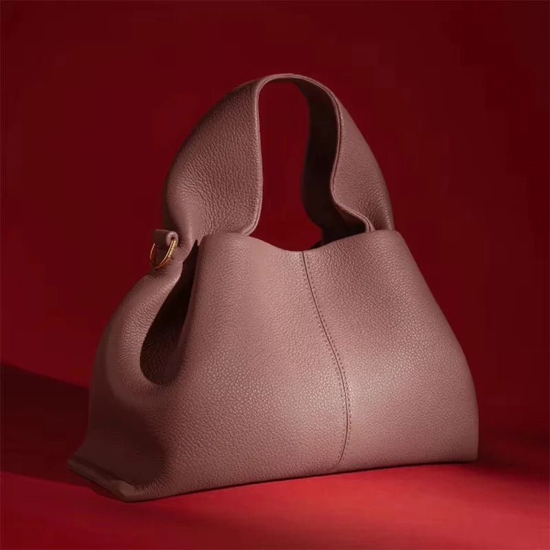 Genuine Leather Dumpling Cloud Bag - French Style Crossbody