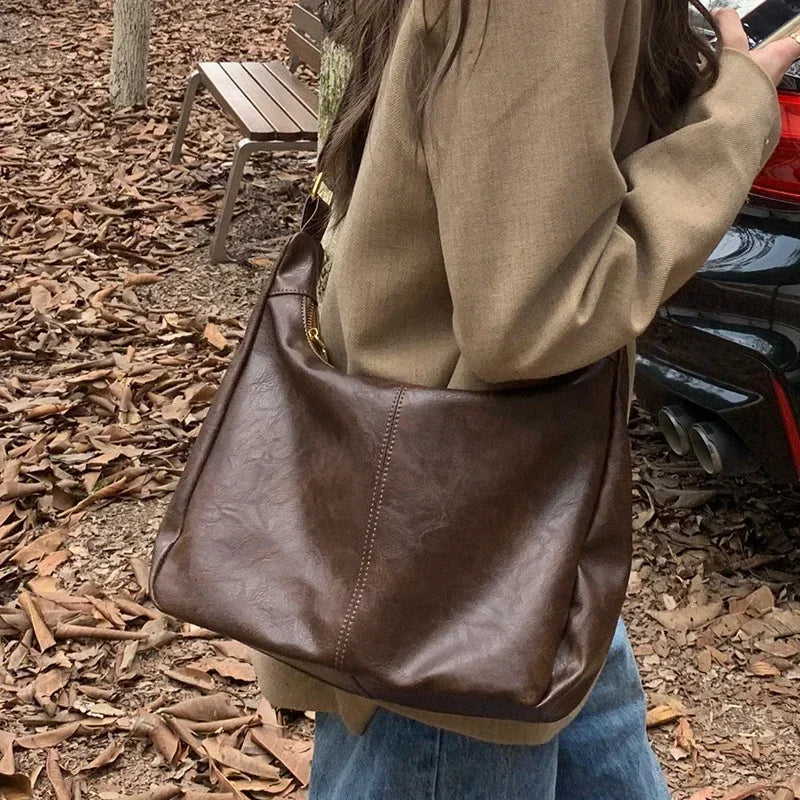 Premium PU Leather Tote Bag - Classic Women's Shoulder Purse