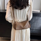 Litchi Pattern PU Leather Pillow Bag - Korean Style Crossbody