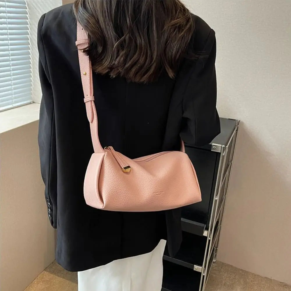 Litchi Pattern PU Leather Pillow Bag - Korean Style Crossbody