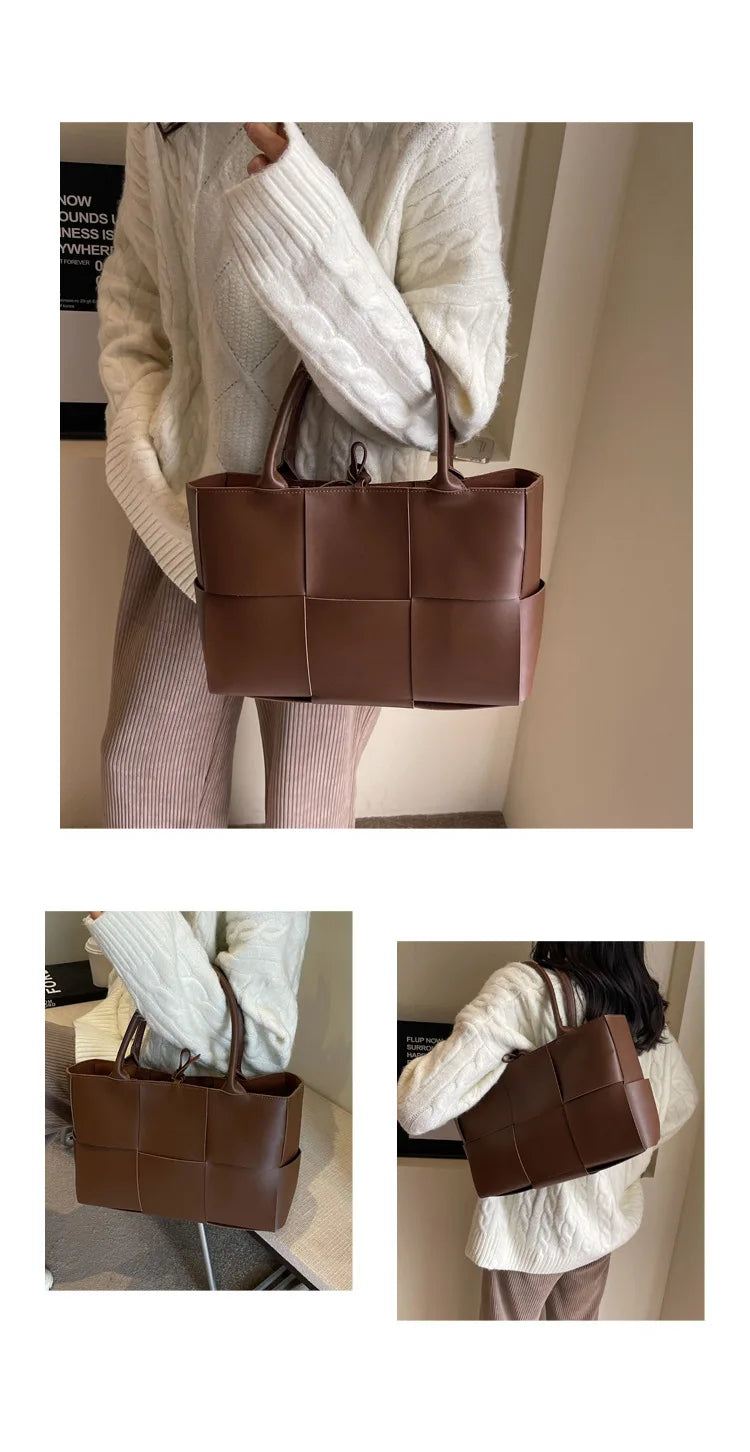 CGCBAG Solid PU Leather Tote - Minimalist Commuter Bag