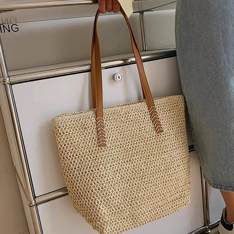 Bali Straw Basket Handbag - Large Summer Beach Tote