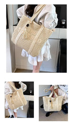 French Style Woven Straw Beach Bag - Large Capacity Tote