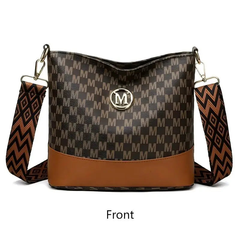 Retro "M" Letter Crossbody Bag - Versatile PU Leather Tote