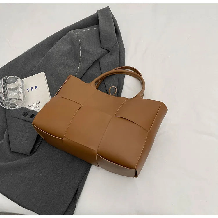 CGCBAG Solid PU Leather Tote - Minimalist Commuter Bag