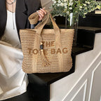 Handmade Large Woven Straw Bag - High-End Beach Tote