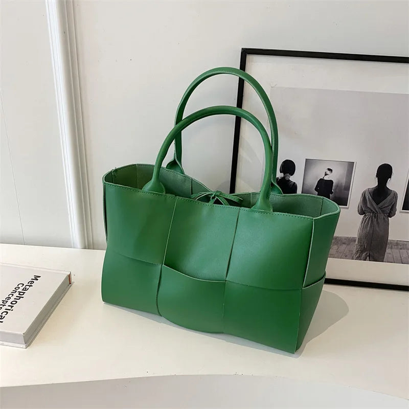 CGCBAG Solid PU Leather Tote - Minimalist Commuter Bag