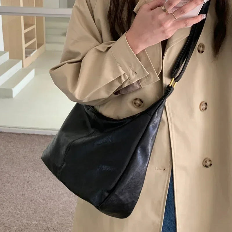 Premium PU Leather Tote Bag - Classic Women's Shoulder Purse