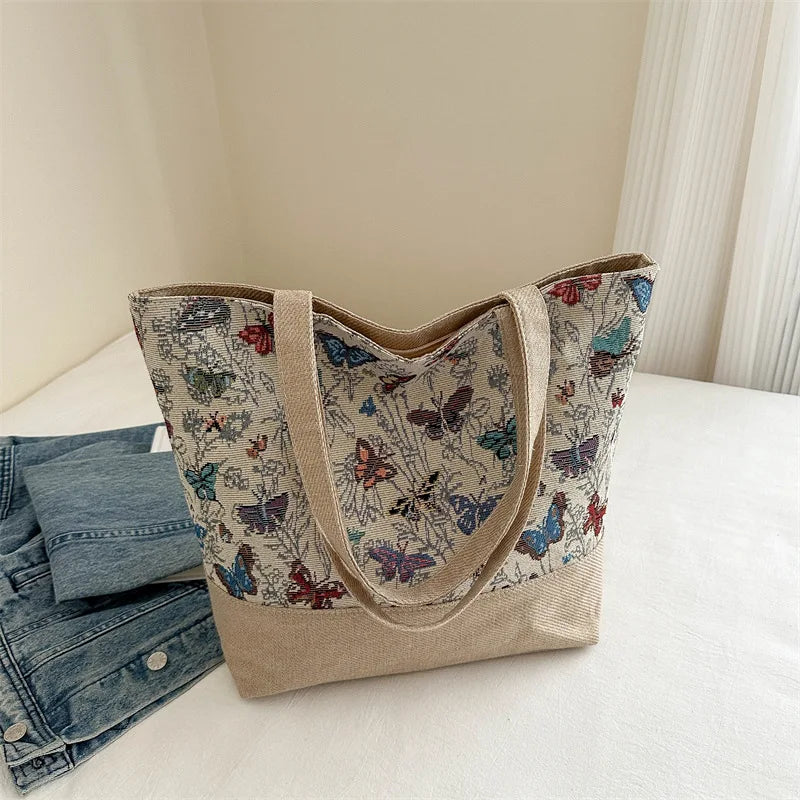 Foldable Large Beach Bag with Floral Print - Summer Tote