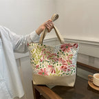 Foldable Large Beach Bag with Floral Print - Summer Tote