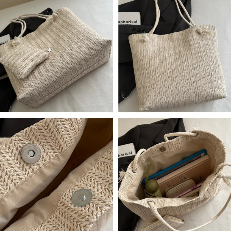 Large Bali Beach Tote - Designer Straw Shoulder Bag