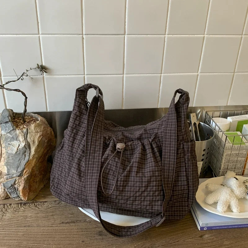 Korean Style Pleated Cloud Bag - Nylon Crossbody Tote