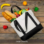 Large Capacity Color Block Canvas Tote with Custom Logo