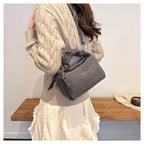 Korean Style Wrinkled Denim Crossbody - Versatile Shoulder Bag
