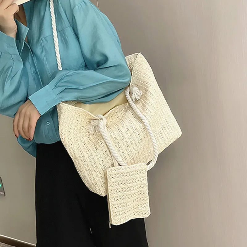 Large Bali Beach Tote - Designer Straw Shoulder Bag