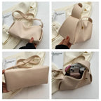 Litchi Pattern PU Leather Pillow Bag - Korean Style Crossbody