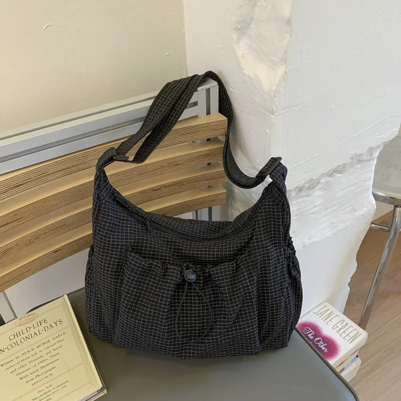 Korean Style Pleated Cloud Bag - Nylon Crossbody Tote