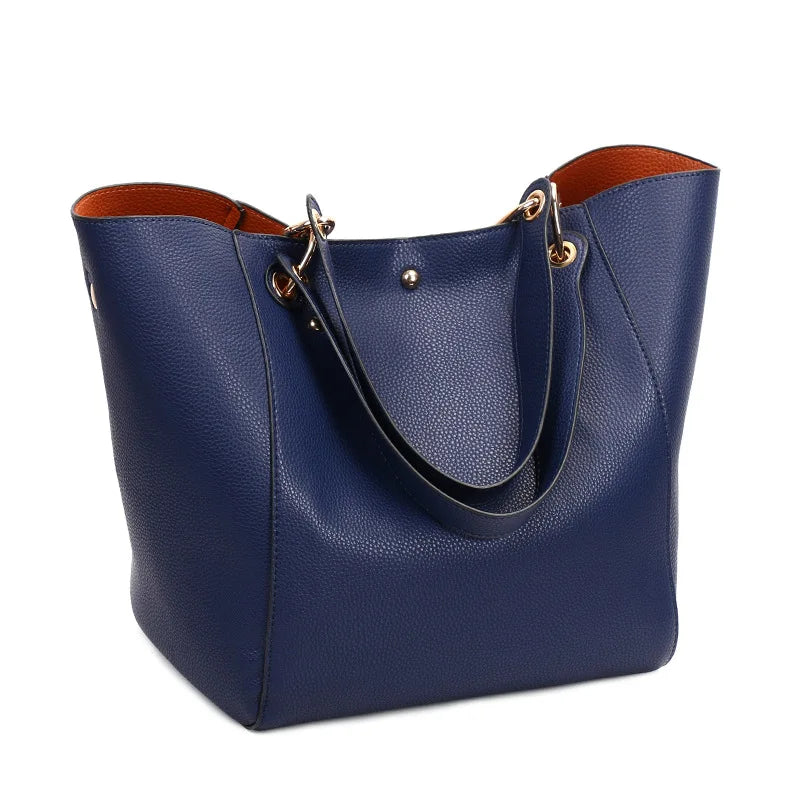 Waterproof PU Leather Tote Bag - Large Top Handle Work Bag