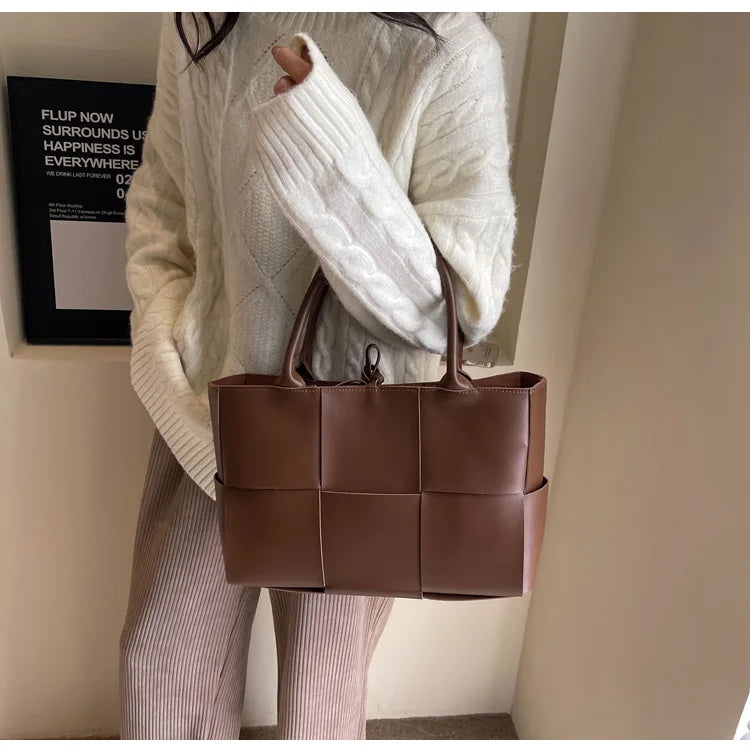 CGCBAG Solid PU Leather Tote - Minimalist Commuter Bag