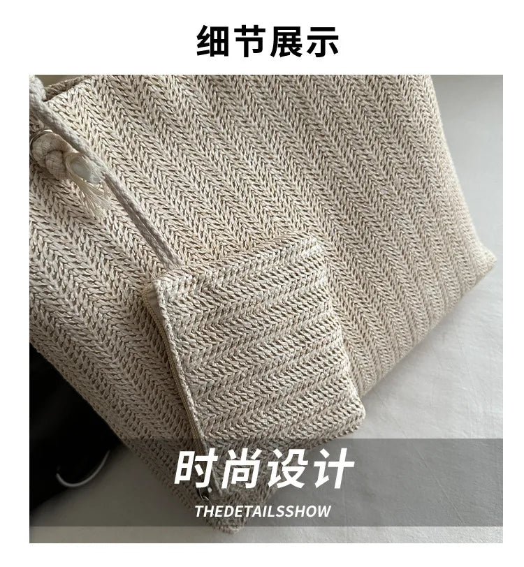 Large Bali Beach Tote - Designer Straw Shoulder Bag